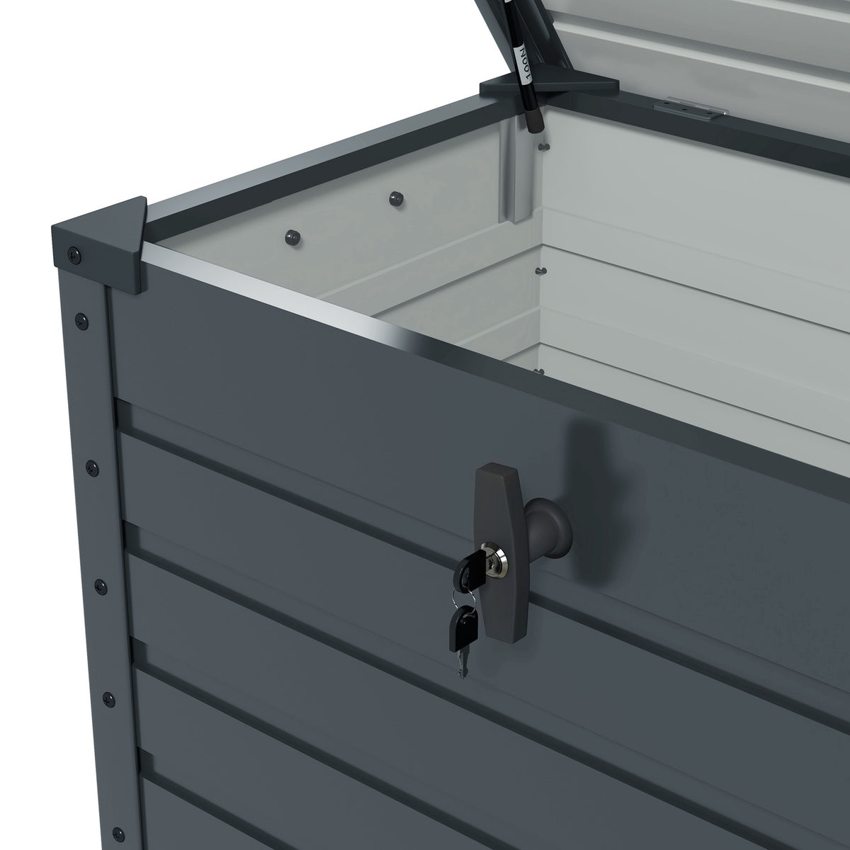 Garden box, storage box with wheels, storage box with lock, handle, garden chest for balcony, terrace 100 x 62 x 65 cm, dark gray