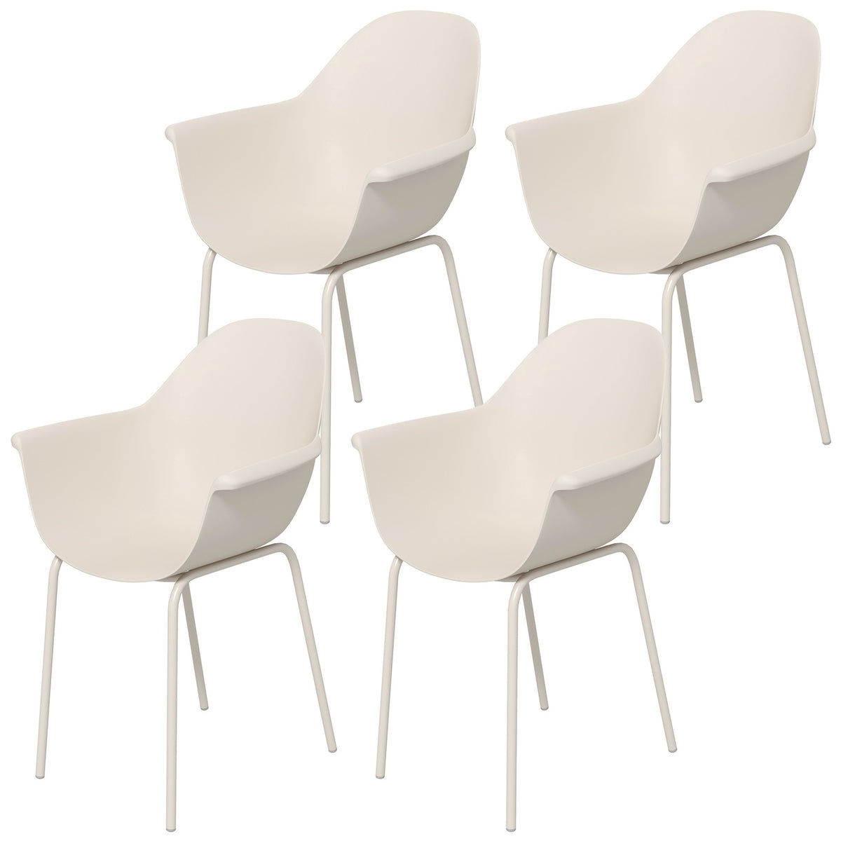 Garden chair set of 4 stacking chairs with backrest armrest balcony chairs dining chair for garden up to 120 kg gray
