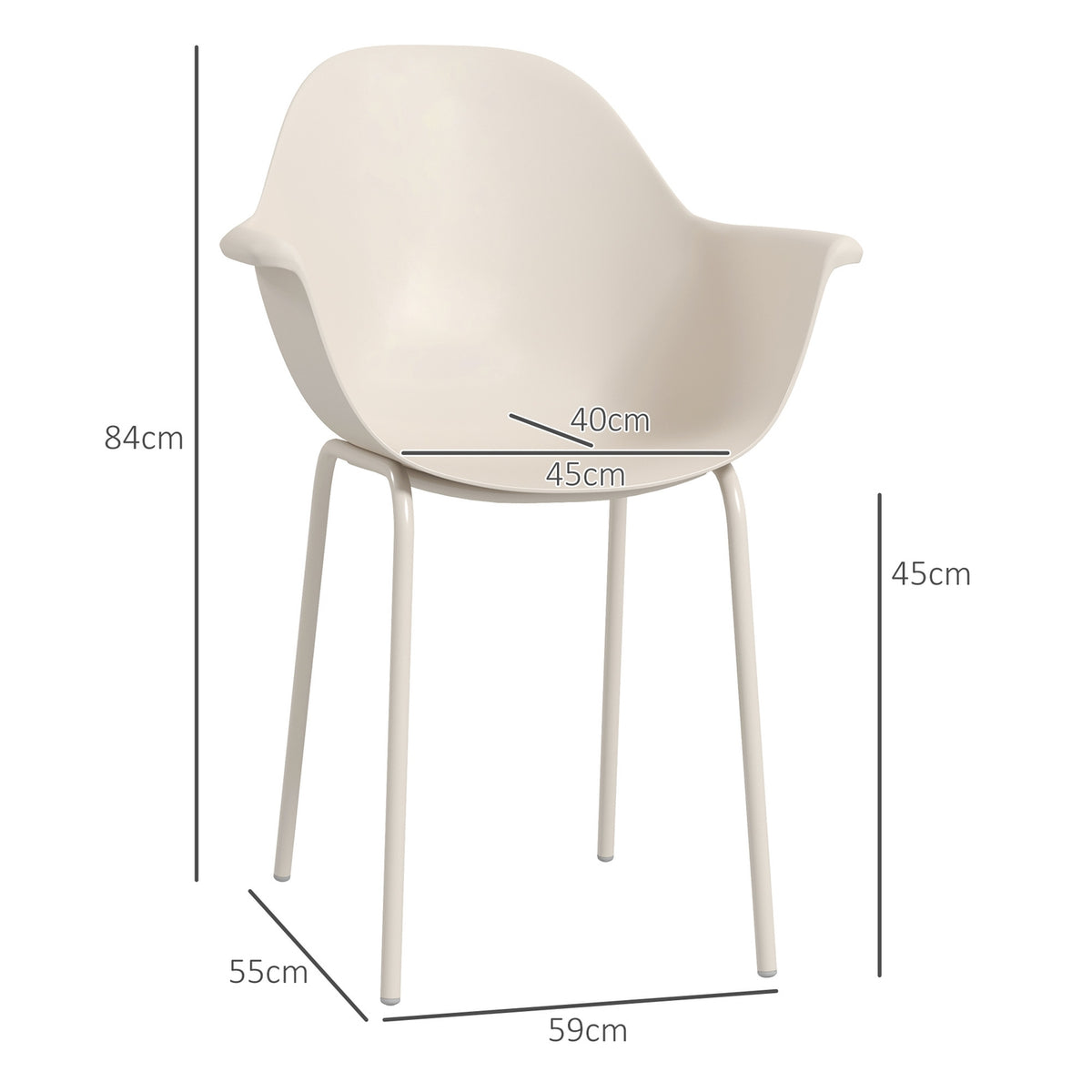 Garden chair set of 4 stacking chairs with backrest armrest balcony chairs dining chair for garden up to 120 kg gray