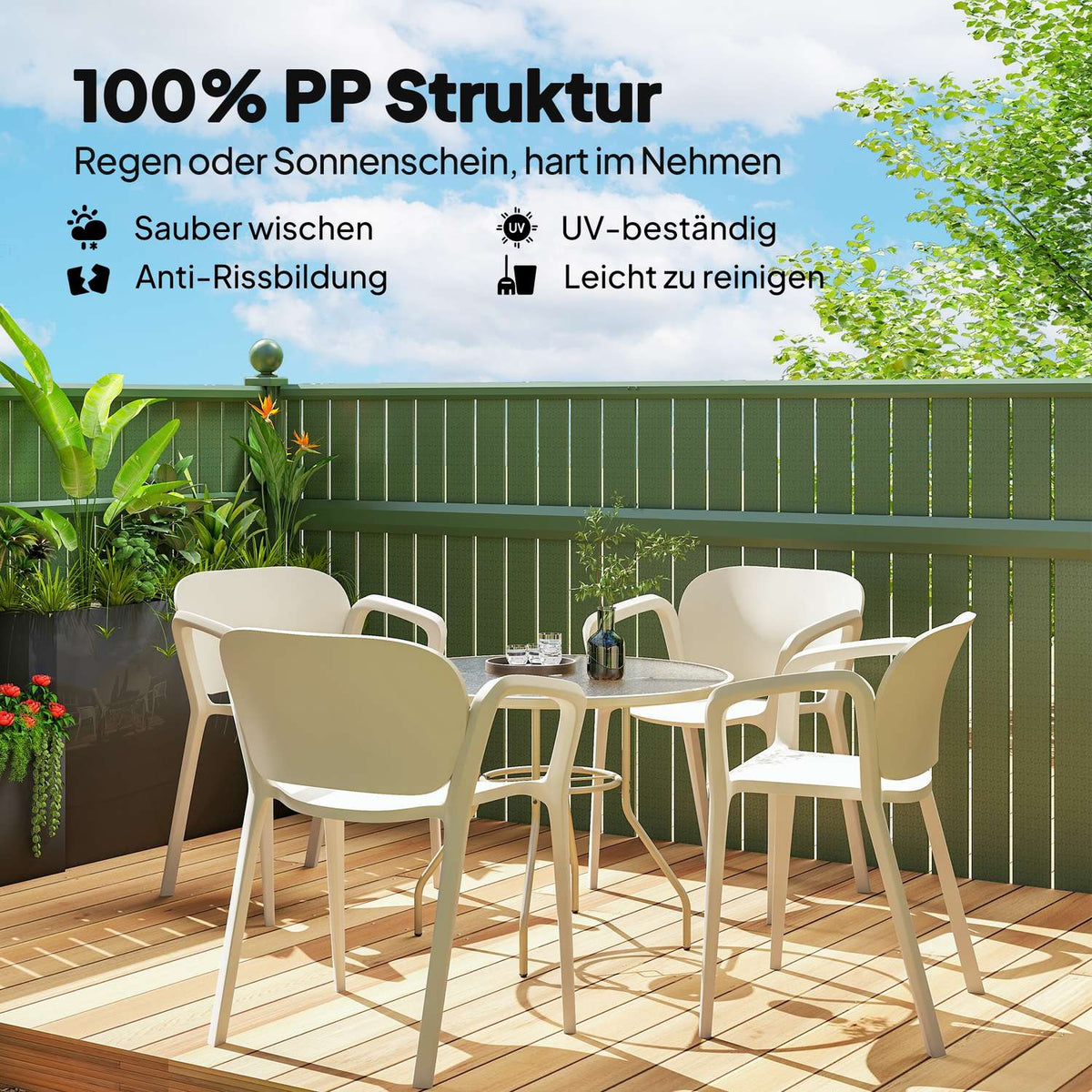 Garden chair set of 4 weatherproof garden chairs made of plastic stacking chair with armrest backrest loadable up to 120 kg