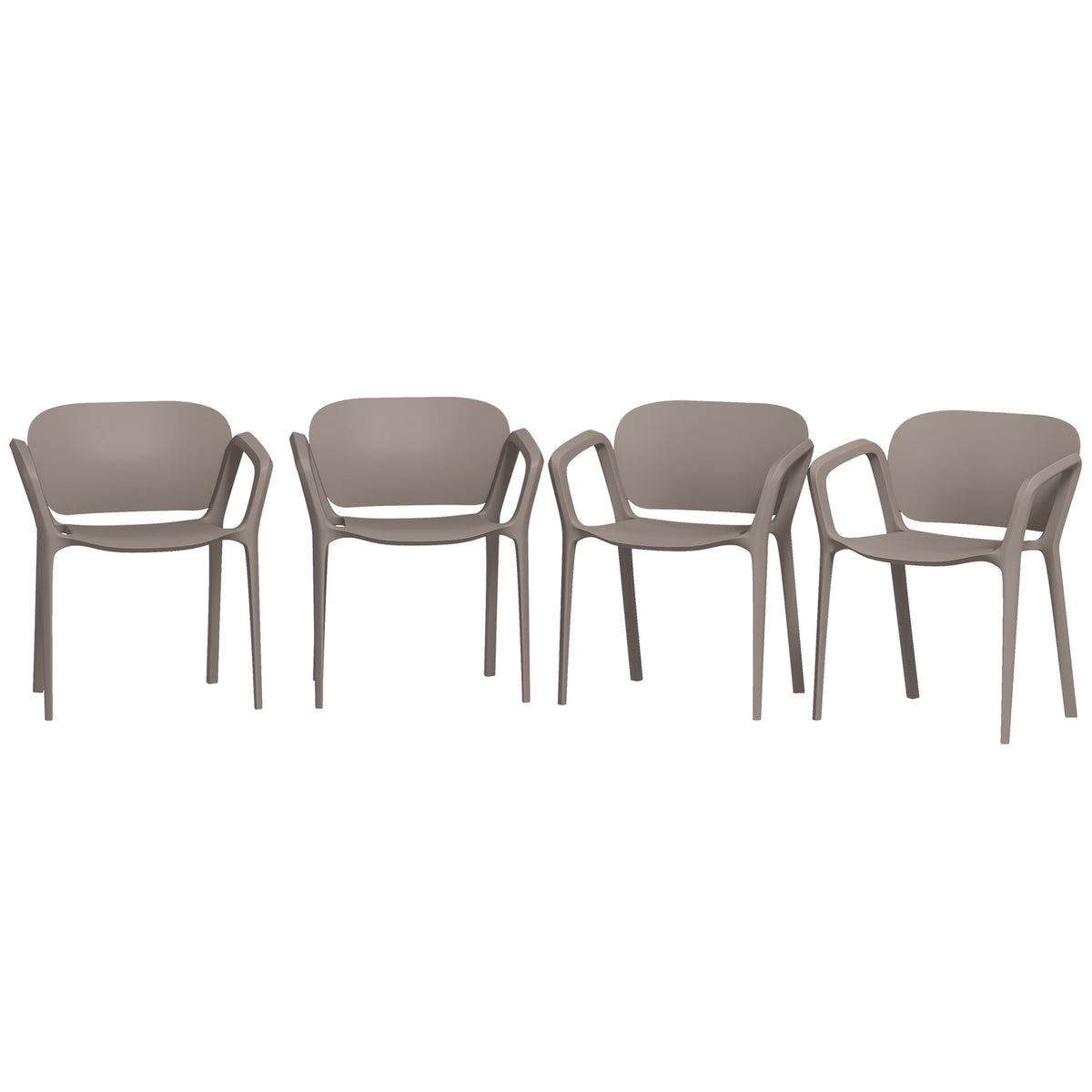 Garden chair set of 4 weatherproof garden chairs made of plastic stacking chair with armrest backrest stackable patio chair load capacity up to 120 kg garden furniture for backyard, garden, balcony gray