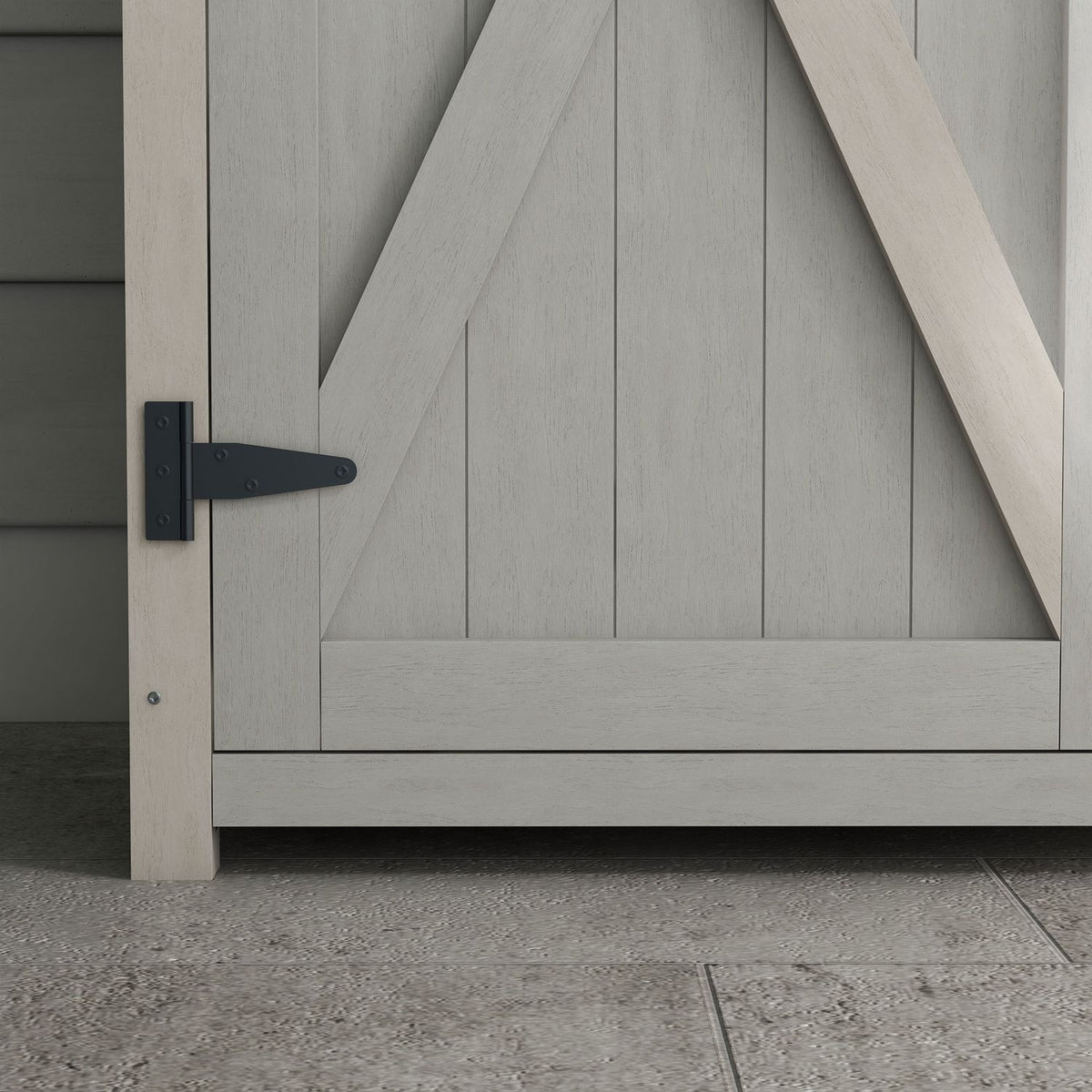 Garden cupboard, wooden tool shed, weatherproof tool cupboard with 2 doors, tool house with asphalt roof, tool cupboard for garden, terrace, 110 x 55 x 117 cm, light gray