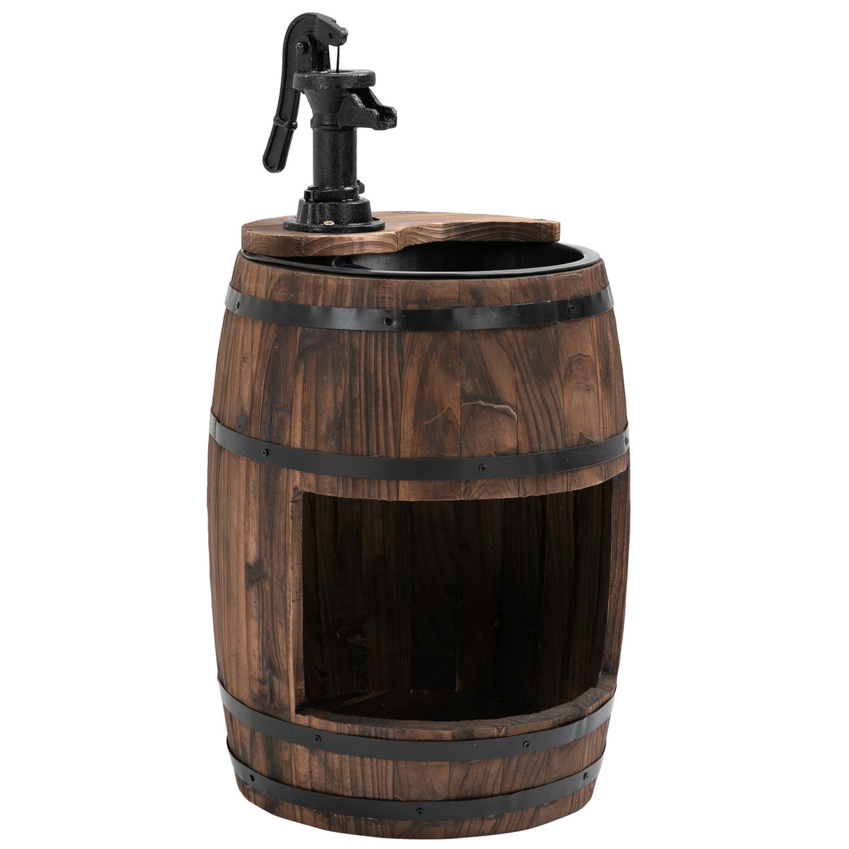 Garden fountain decorative fountain with waterfall made of fir wood and metal, dark brown, Ø32x58.5cm for garden & terrace