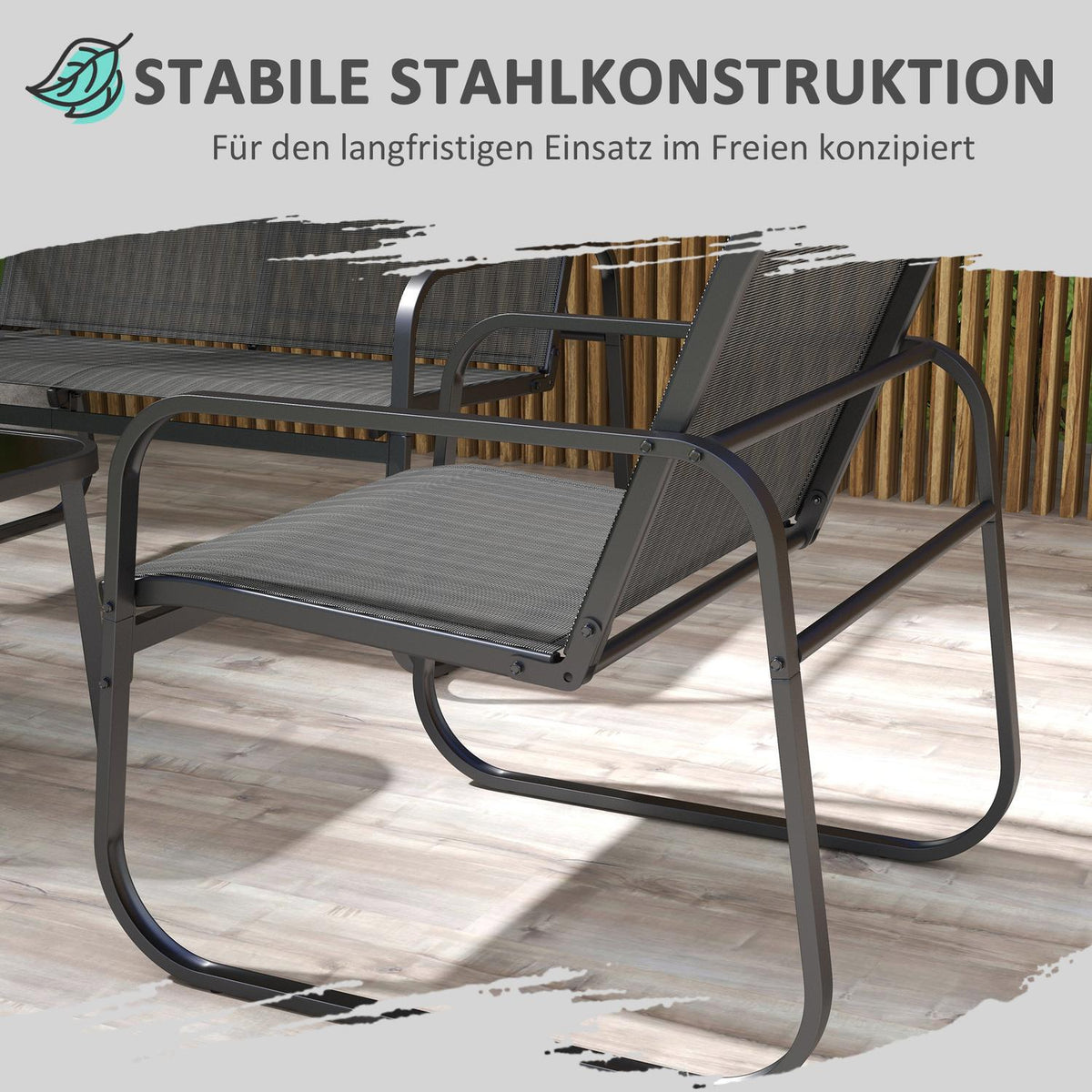 Garden furniture set 4 pieces. Garden set with 1 two-seater, 2 chairs, 1 coffee table, balcony furniture set made of black mesh for patio and garden