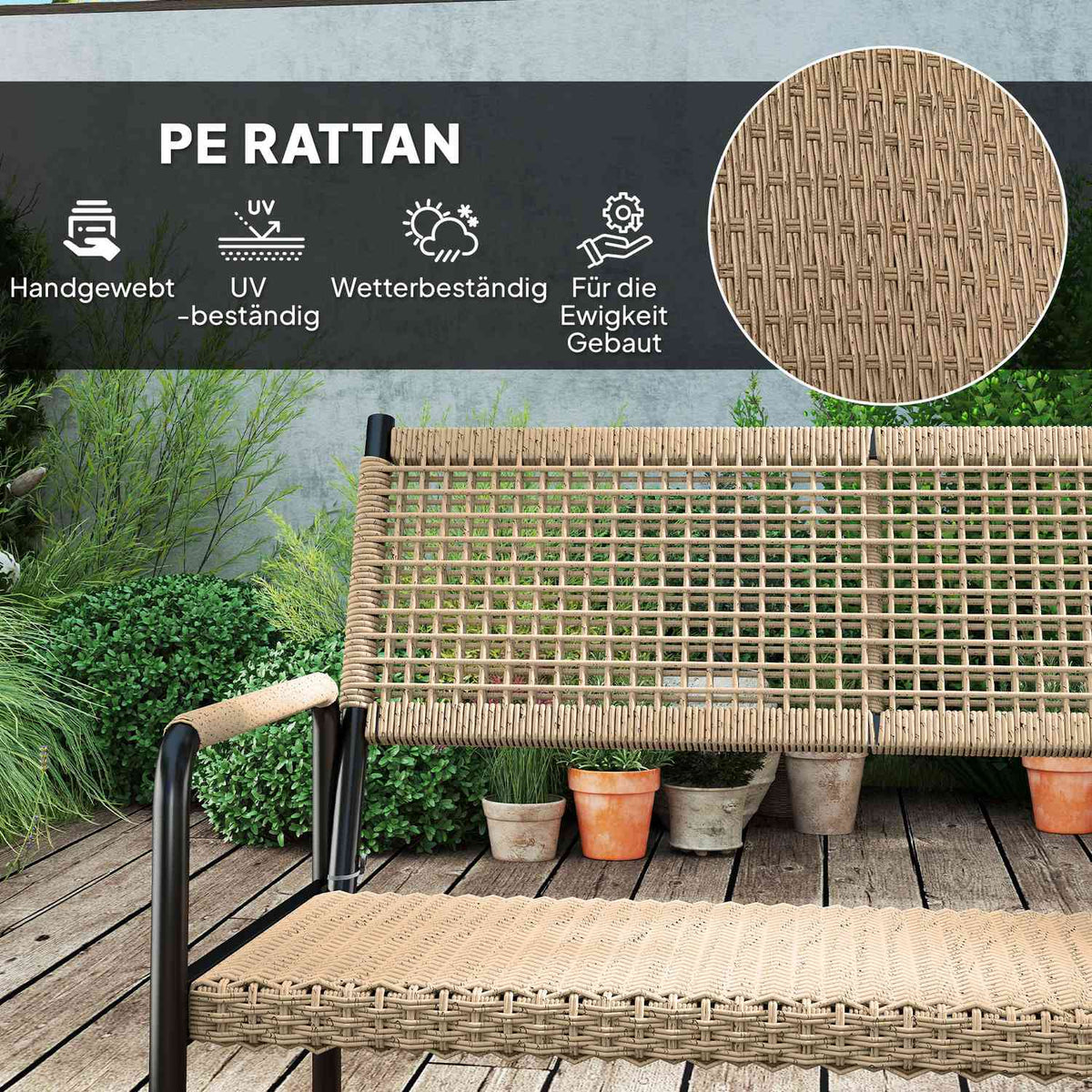 Garden furniture set made of polyrattan lounge set with 2 sofa chairs glass table cushions weatherproof seating group for 4 people outdoor balcony furniture set patio furniture for garden balcony dark gray + yellow |