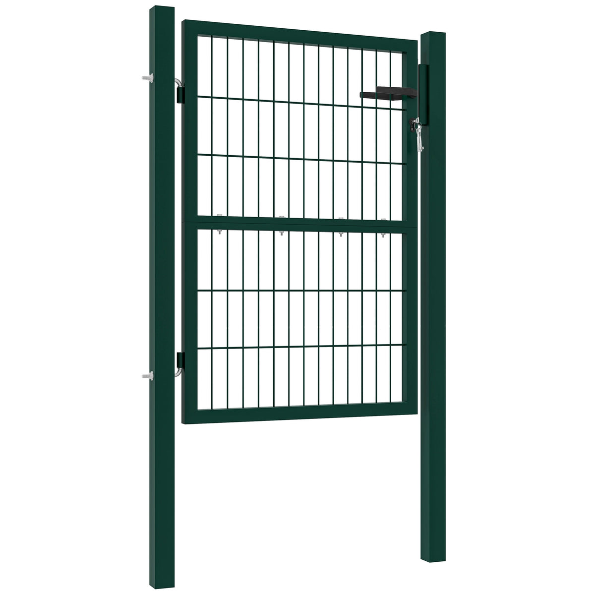 Garden gate made of steel, garden door with handle, lock, 3 keys, lockable, fence gate, 97 x 170 cm, yard gate, garden gate, gate for rod mesh fence, fence door for boundary fence, green