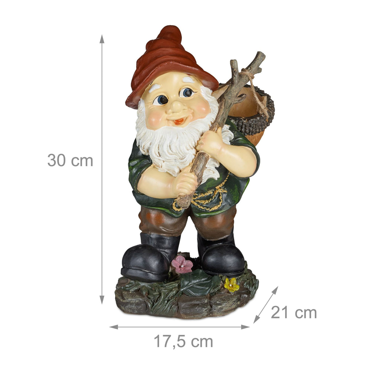 Garden gnome with acorn basket