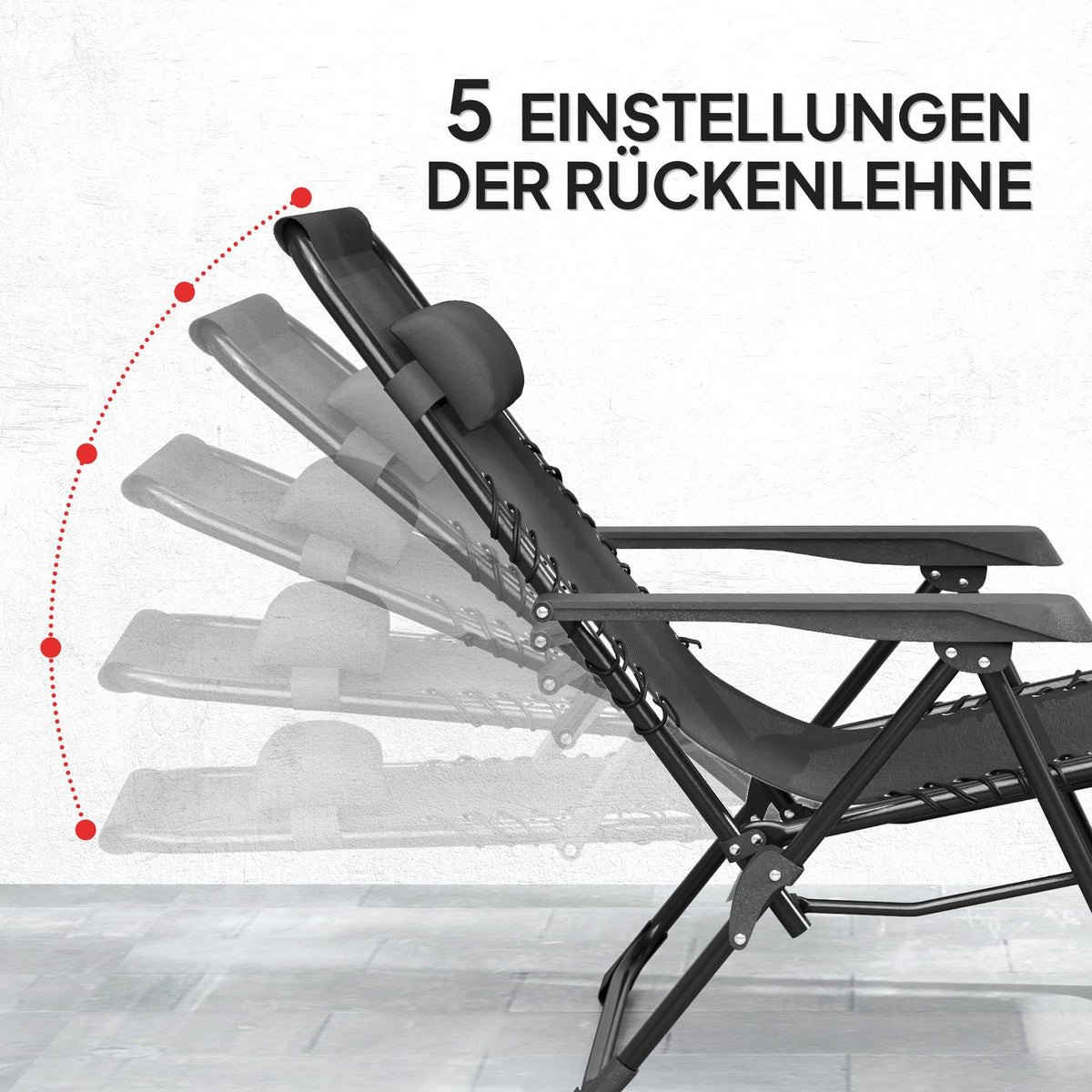 Garden lounger set 3 pieces. Folding sun lounger with tea table, 2 chairs, pillows, outdoor lounger, weatherproof, relaxation lounger, deck chair made of metal, beach lounger for garden, terrace, 90 x 56 x 110 cm, black