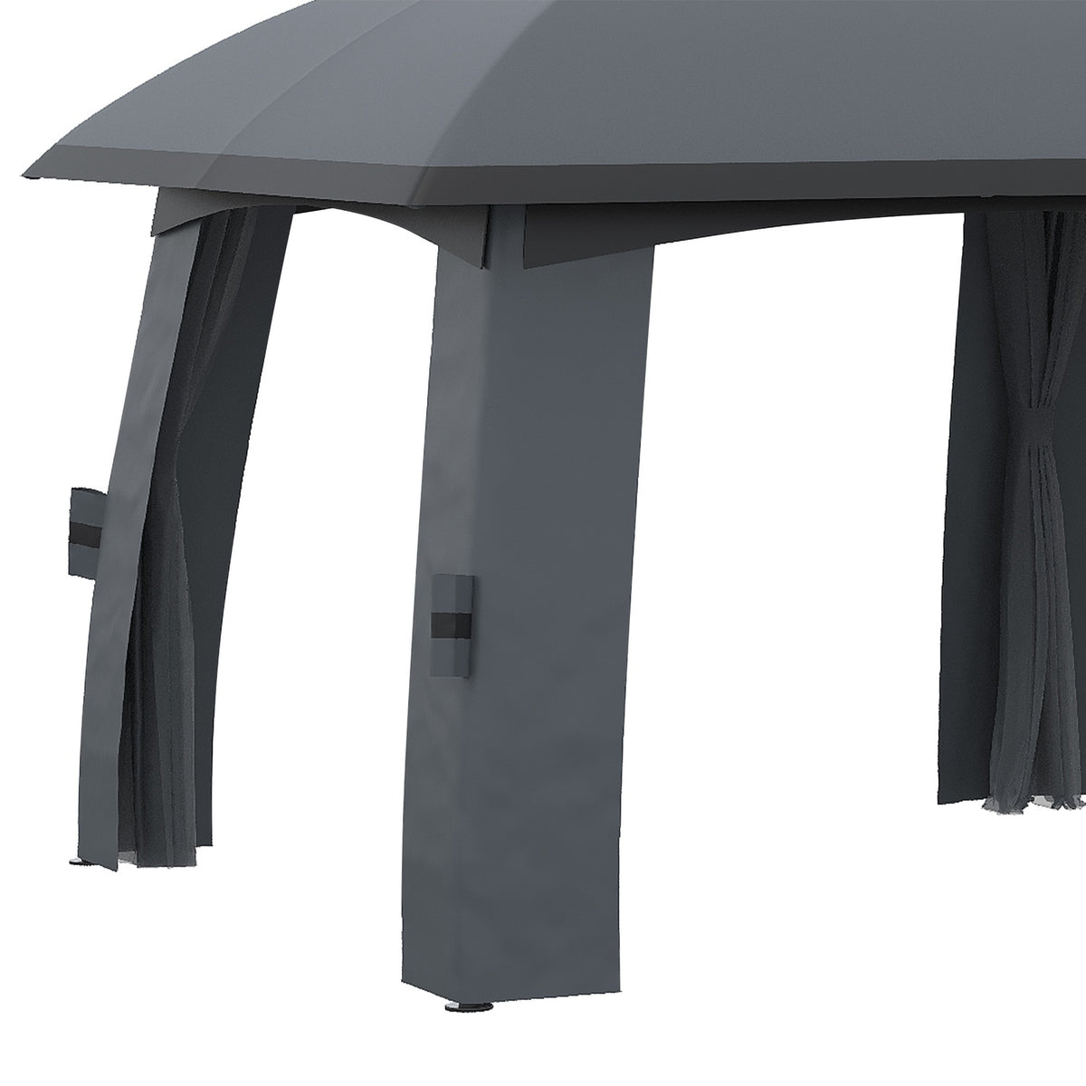 Garden pavilion 3 x 6 m party tent with double roof & side walls, fly nets for up to 15 people, galvanized metal, dark gray