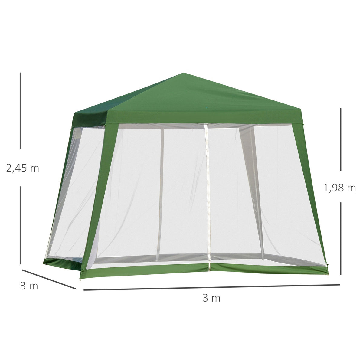 Garden pavilion pavilion marquee party tent weatherproof tent with mosquito net metal + polyester green 3 x 3 m