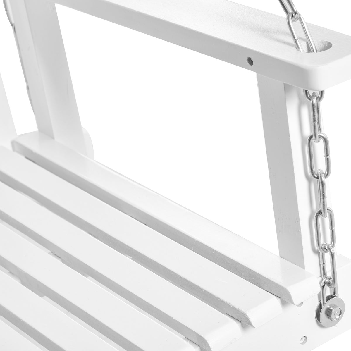 Garden swing swing bench hanging bench for 2, solid wood, ideal for patio & terrace, white, 117x69x60cm