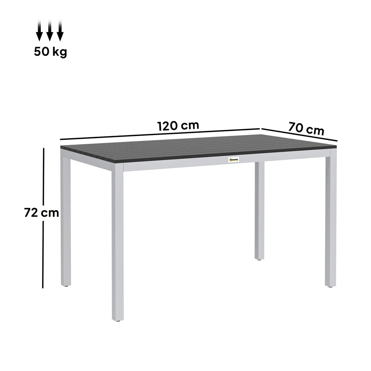 Garden table aluminum 120x70 cm weatherproof balcony table with wood look, non-slip buffet table camping table for 4-6 people patio table outdoor dining table for garden, balcony black |