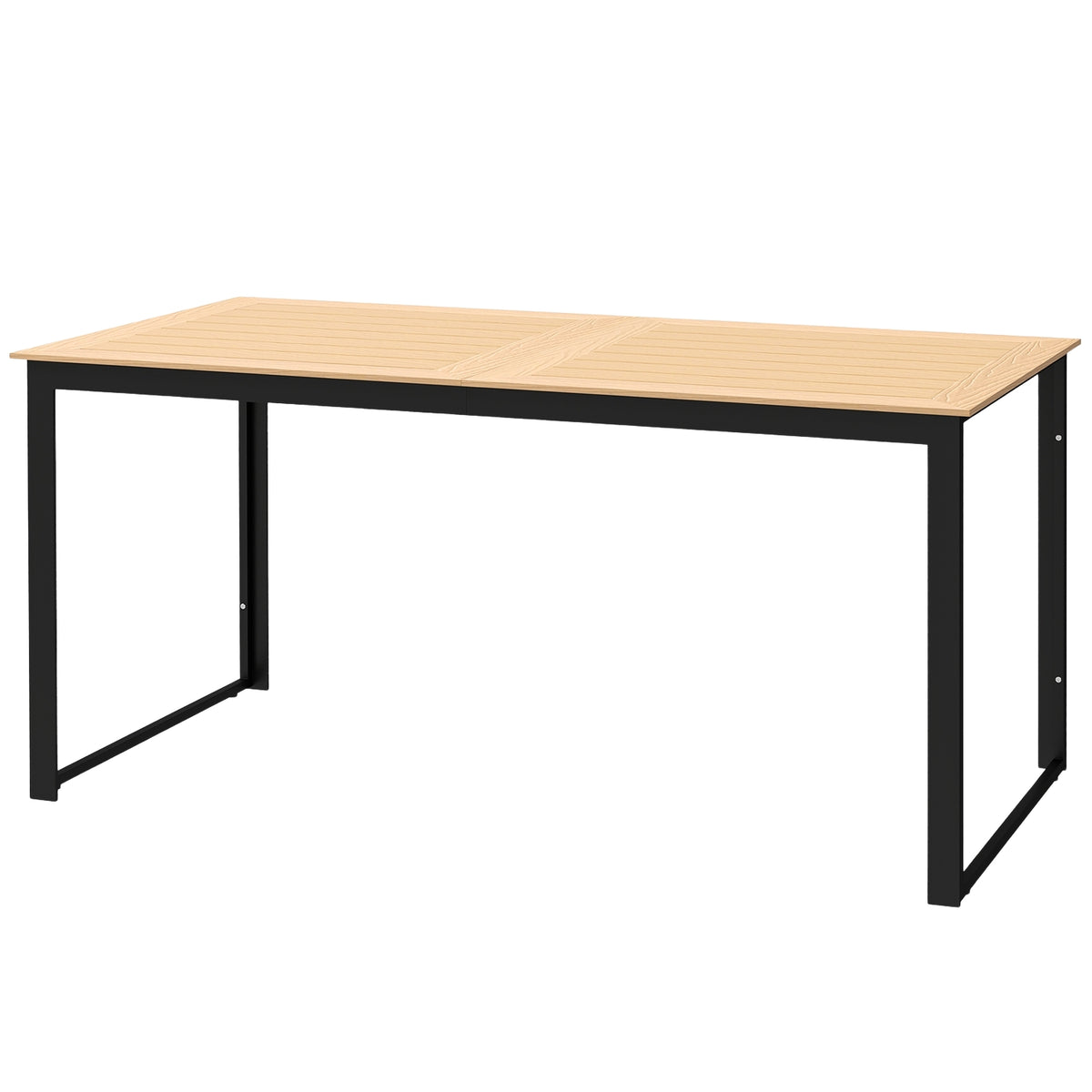 Garden table for 6 people 160 x 80 cm weatherproof balcony table with wood look slat design, buffet table metal camping table patio table outdoor dining table for garden, terrace balcony teak