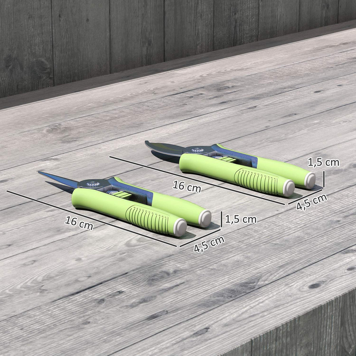 Garden tool set 2 pieces garden tool made of stainless steel garden tools with garden shears pruning shears green + silver