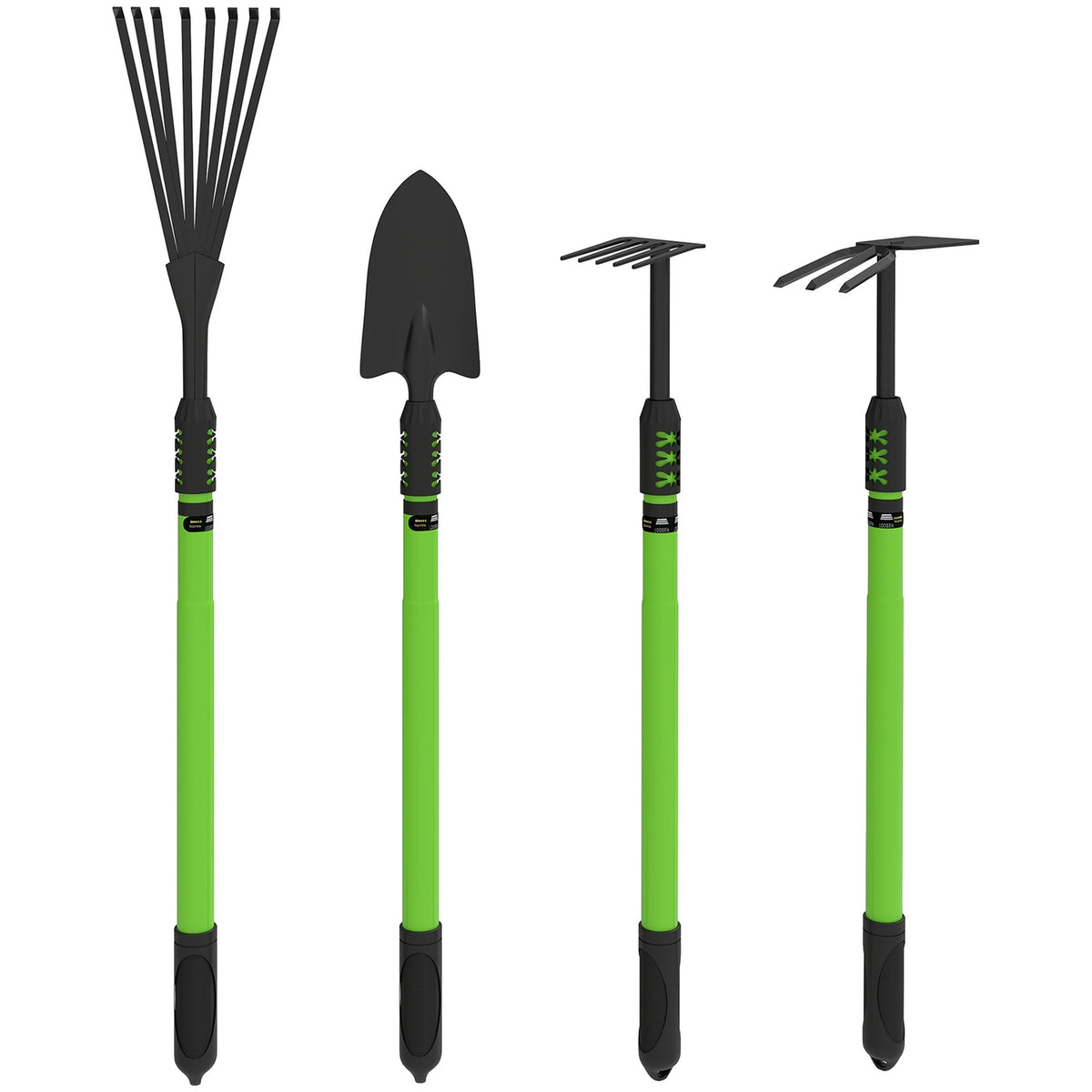 Garden tool set 4 pieces garden tool set with shovel garden hoe garden rake leaf rake green
