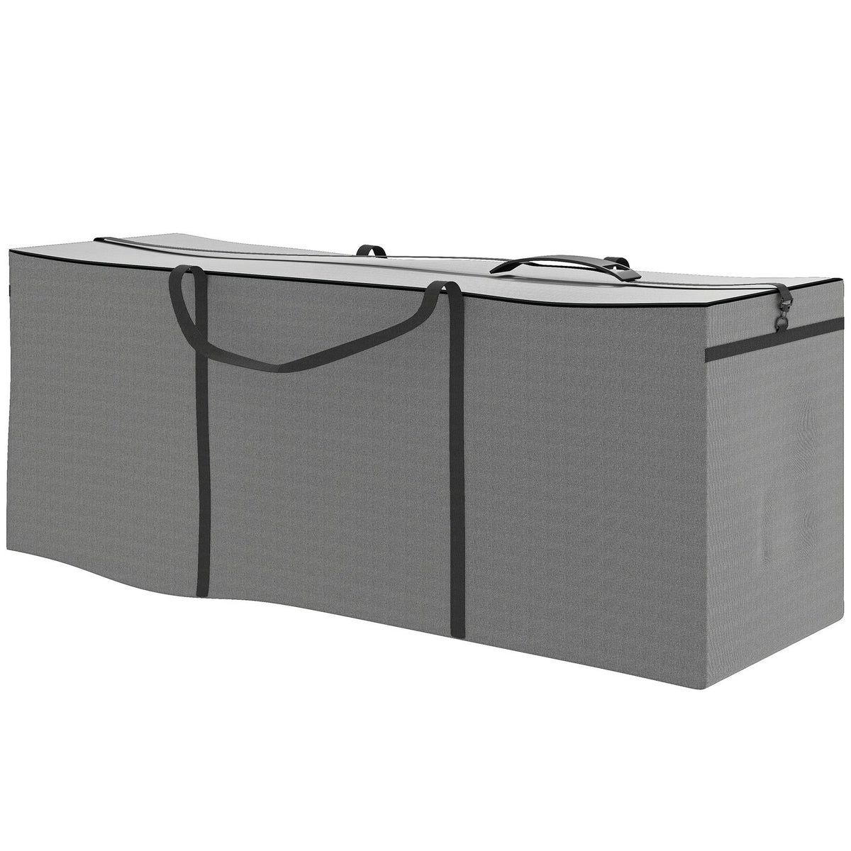 Garden upholstery storage bag, cushion bag, protective cover with carrying handle, zip, waterproof, UV-resistant 600D Oxford, for upholstered cushions, Christmas trees, 200 x 60 x 75 cm, light grey