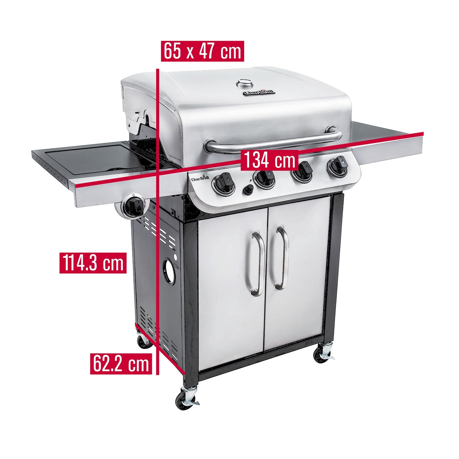 Gas Grill, 4+1 Burners, Side Burner, Cast Iron Grates