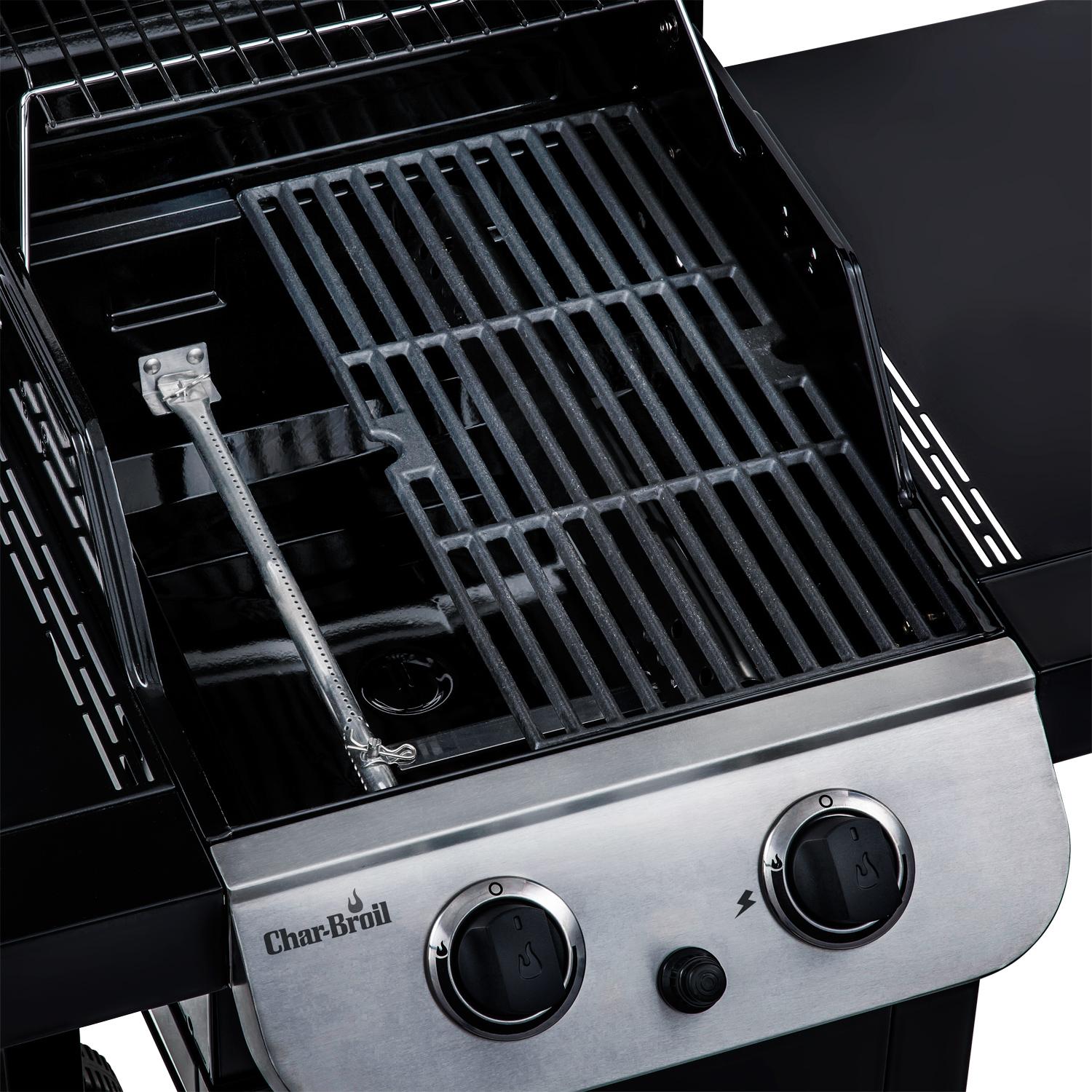 Gas Grill with 2 Burners, Cast Iron Grates, Thermometer