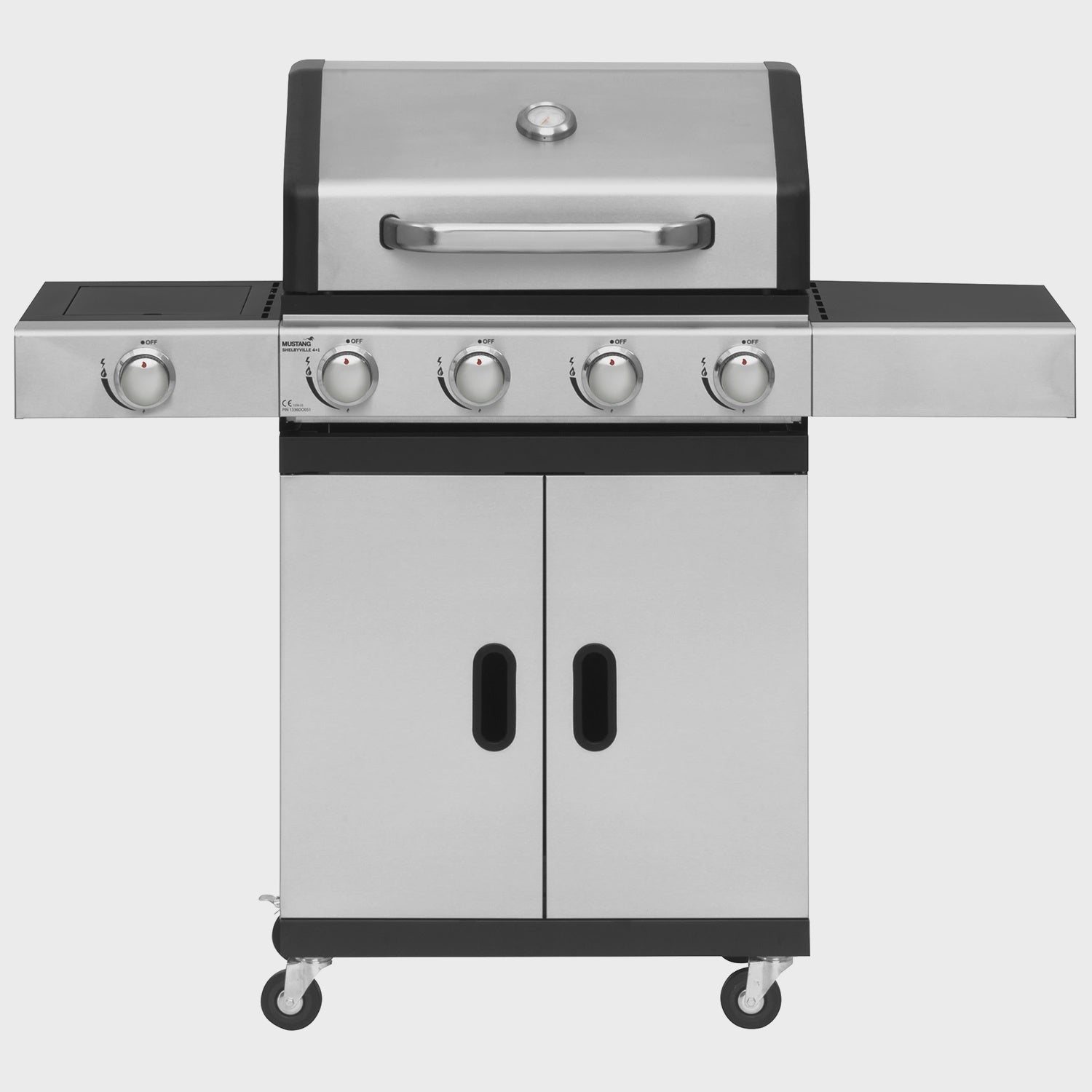 Gas Grill with 4 Burners and Side Burner, 63x38 cm Cooking Area
