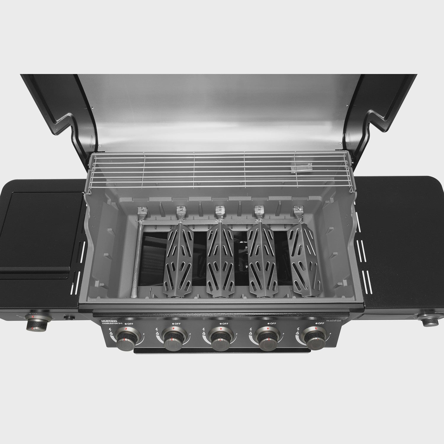 Gas Grill with 5 Burners, Infrared Side Burner, Thermostat