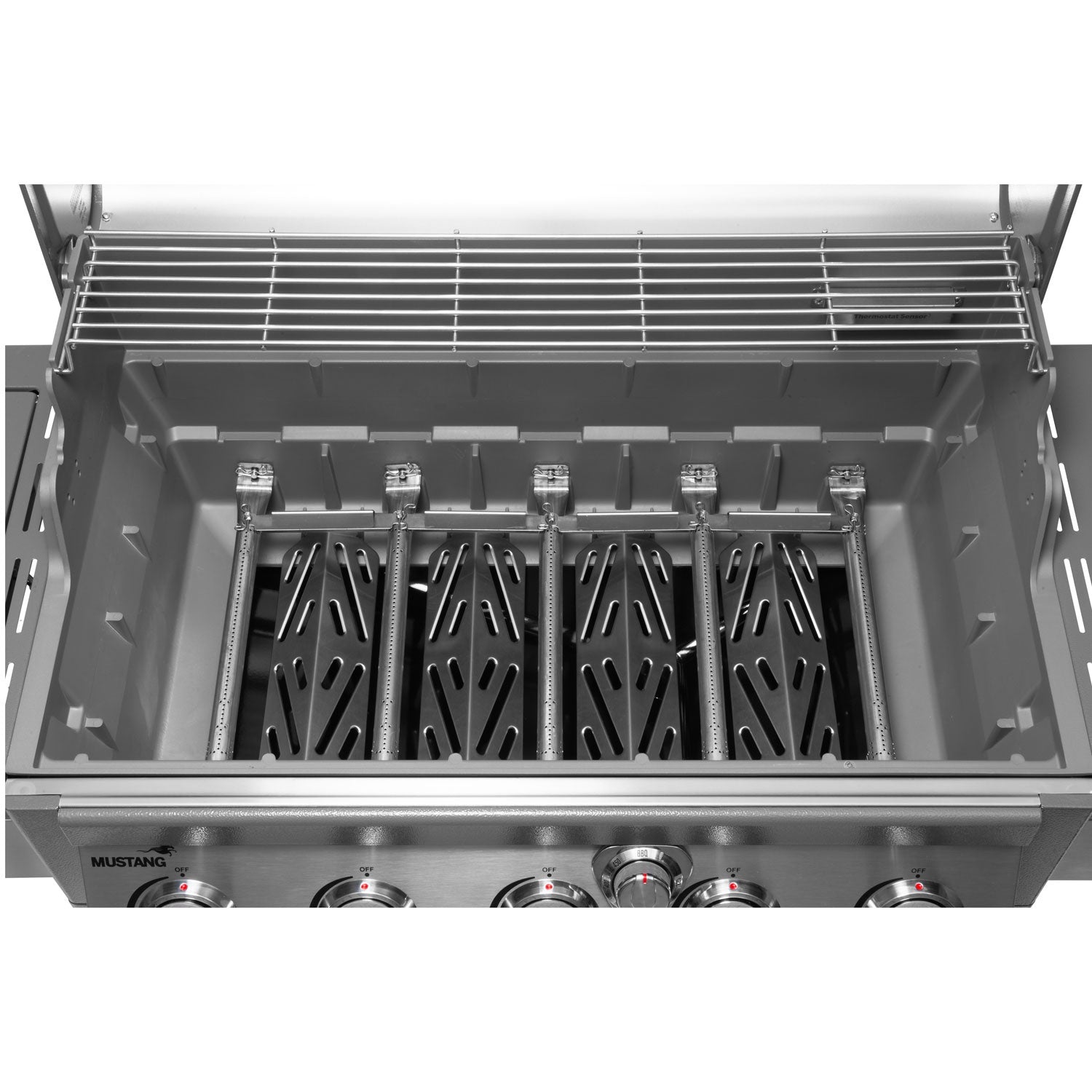 Gas Grill with Thermostat, 5 Burners, Infrared Side Burner