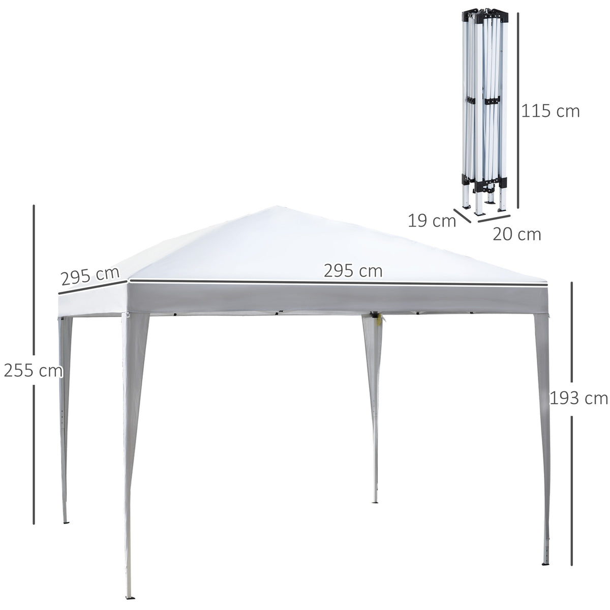 Gazebo 2.95X2.95M Pop-Up Folding Gazebo, Uv Protection, Foldable, Steel+Oxford, White