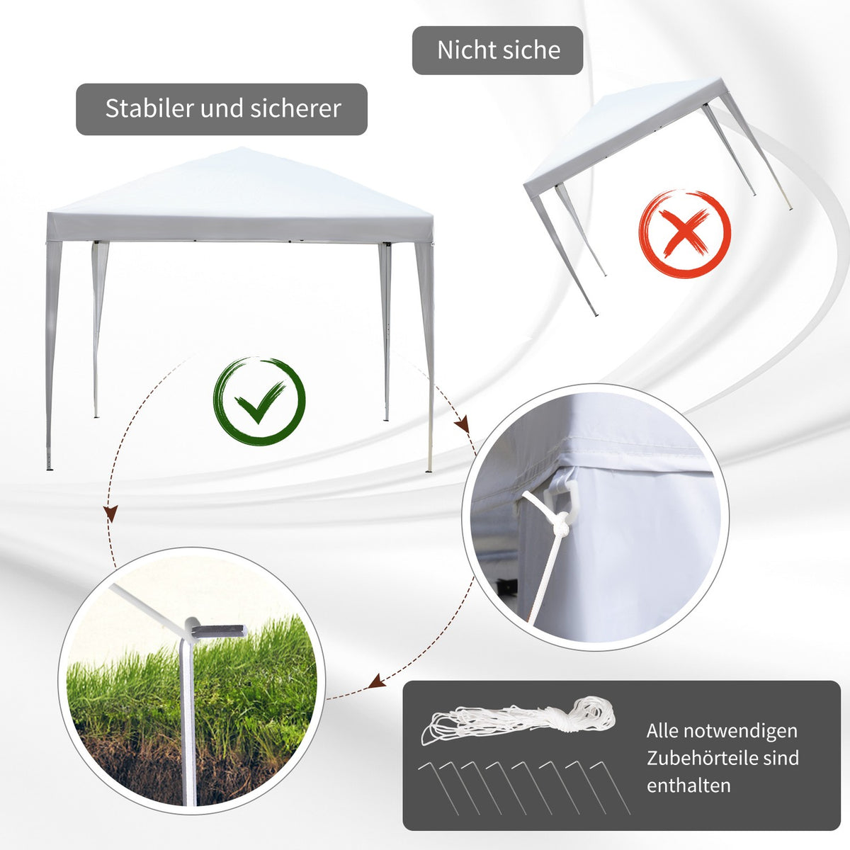 Gazebo 2.95X2.95M Pop-Up Folding Gazebo, Uv Protection, Foldable, Steel+Oxford, White