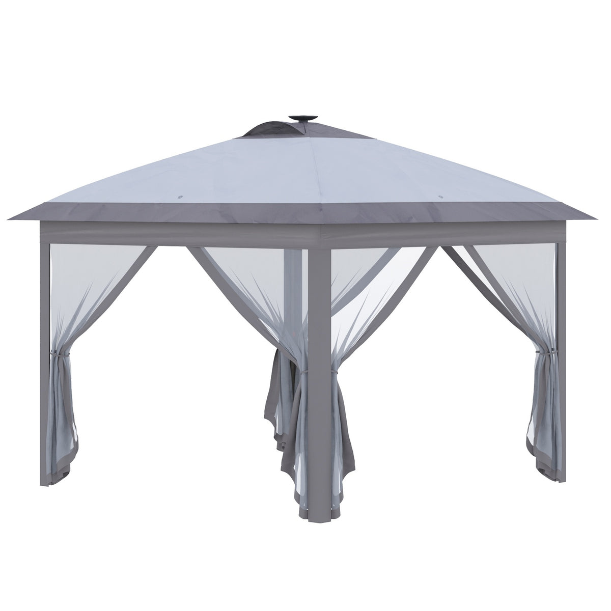 Gazebo 3.3X3.3M Folding Gazebo Led Usb Pop-Up Mesh Side Walls Sun Protection Bag Oxford Gray
