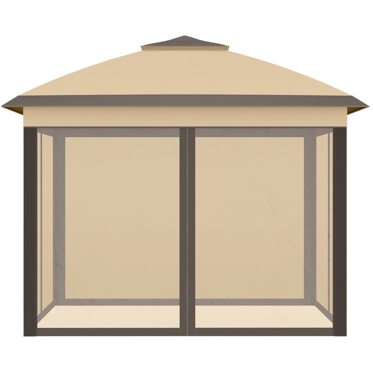 Gazebo 3.3 x 3.3 m, water-repellent winter-proof pop-up folding gazebo with double roof, UV protection, foldable party tent garden tent with side panels, bag garden gazebo for camping garden, beige