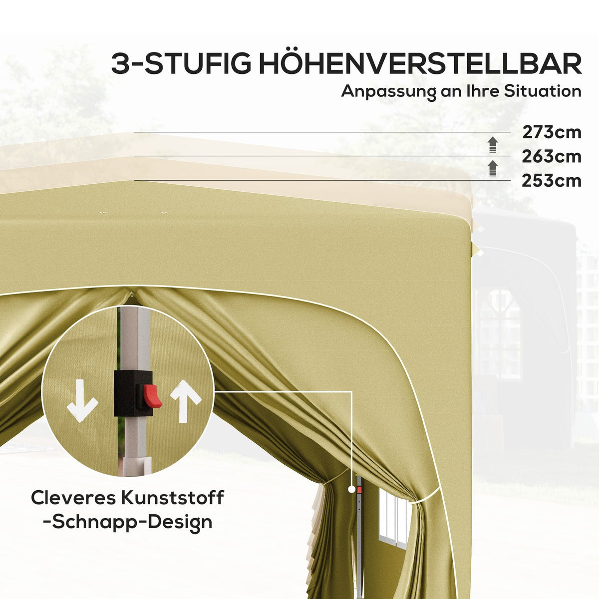 Gazebo 3x3m, water-repellent, stable, winter-proof pop-up folding gazebo, UV protection 50+, foldable party tent, garden tent with 4 side panels, pocket garden gazebo for camping, garden, sand