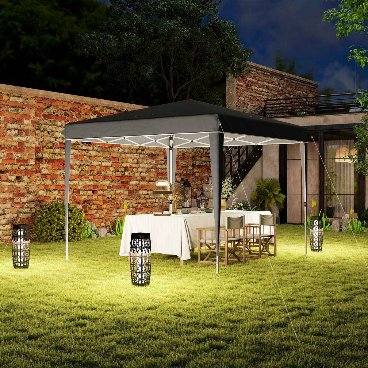 Gazebo 3x3m, water-repellent, stable, winter-proof pop-up folding gazebo, UV protection 50+, foldable party tent, garden tent with bag, garden gazebo for camping, garden, dark gray