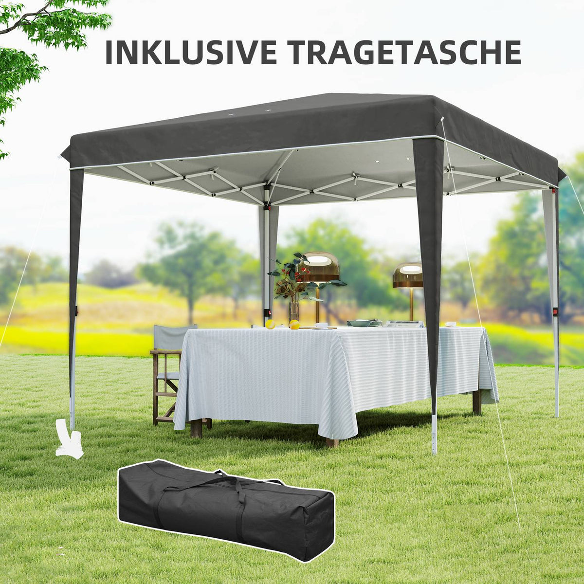 Gazebo 3x3m, water-repellent, stable, winter-proof pop-up folding gazebo, UV protection 50+, foldable party tent, garden tent with bag, garden gazebo for camping, garden, dark gray