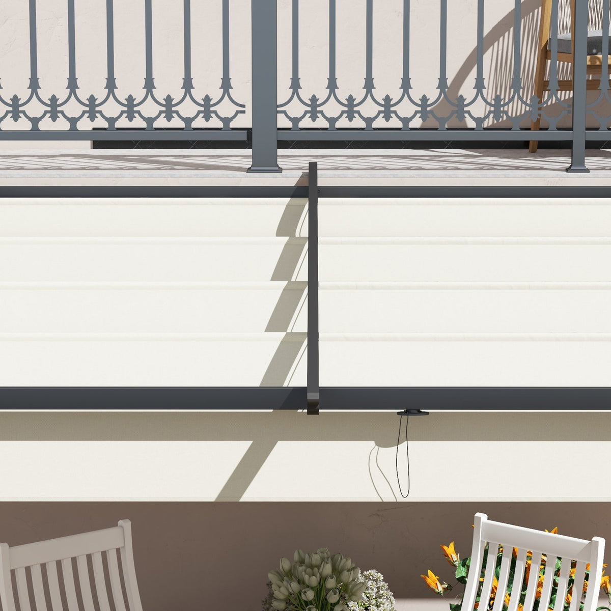 Gazebo Approx. 3 X 3 M Pergola Windproof Patio Canopy, Patio Roof Wall Mounted, Adjustable Roof, For Garden, Patio, Cream