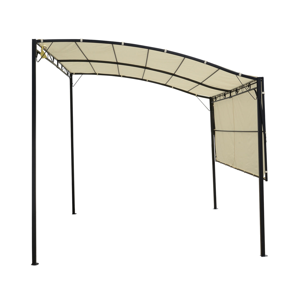 Gazebo Garden Gazebo Awning Sun Awning With Folding Side Canopy Uv Protection Steel + Polyester Cream White + Black 3 X 2.5 M