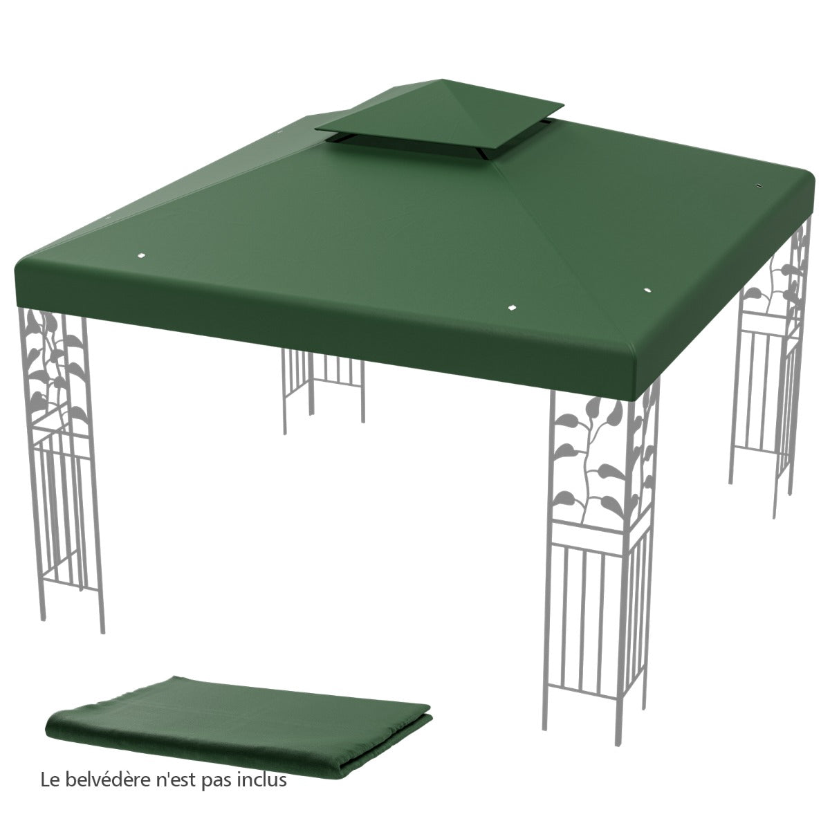 Gazebo Replacement Canopy 3 x 3 m, Double-Tier, Polyester