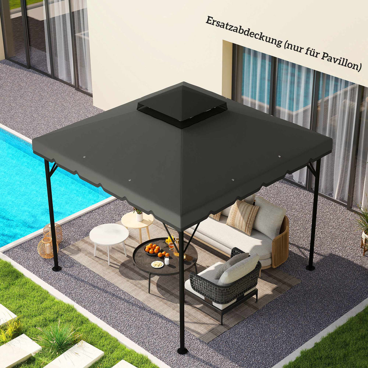 Gazebo Replacement Canopy, 3x3m, Dual-Tier, UPF 30+