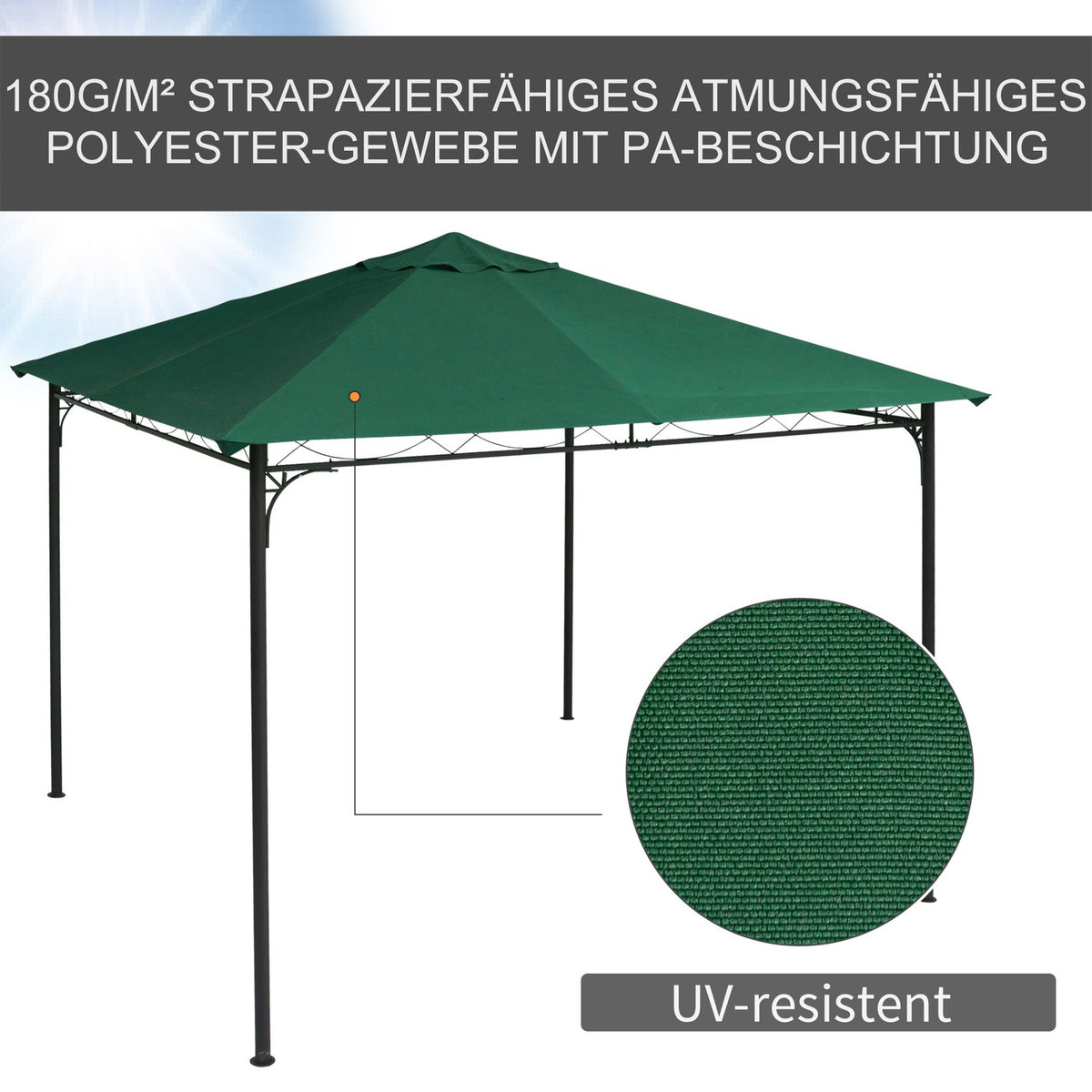 Gazebo Roof Replacement Roof For Gazebo Gazebo Cover Sun Shade Polyester Green 2.98 X 2.95 M