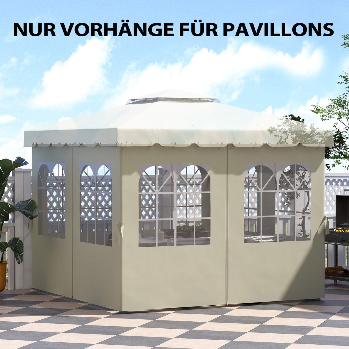 Gazebo Side Panels, 4 Pack, 3x3m, Cream, UV & Water Resistant