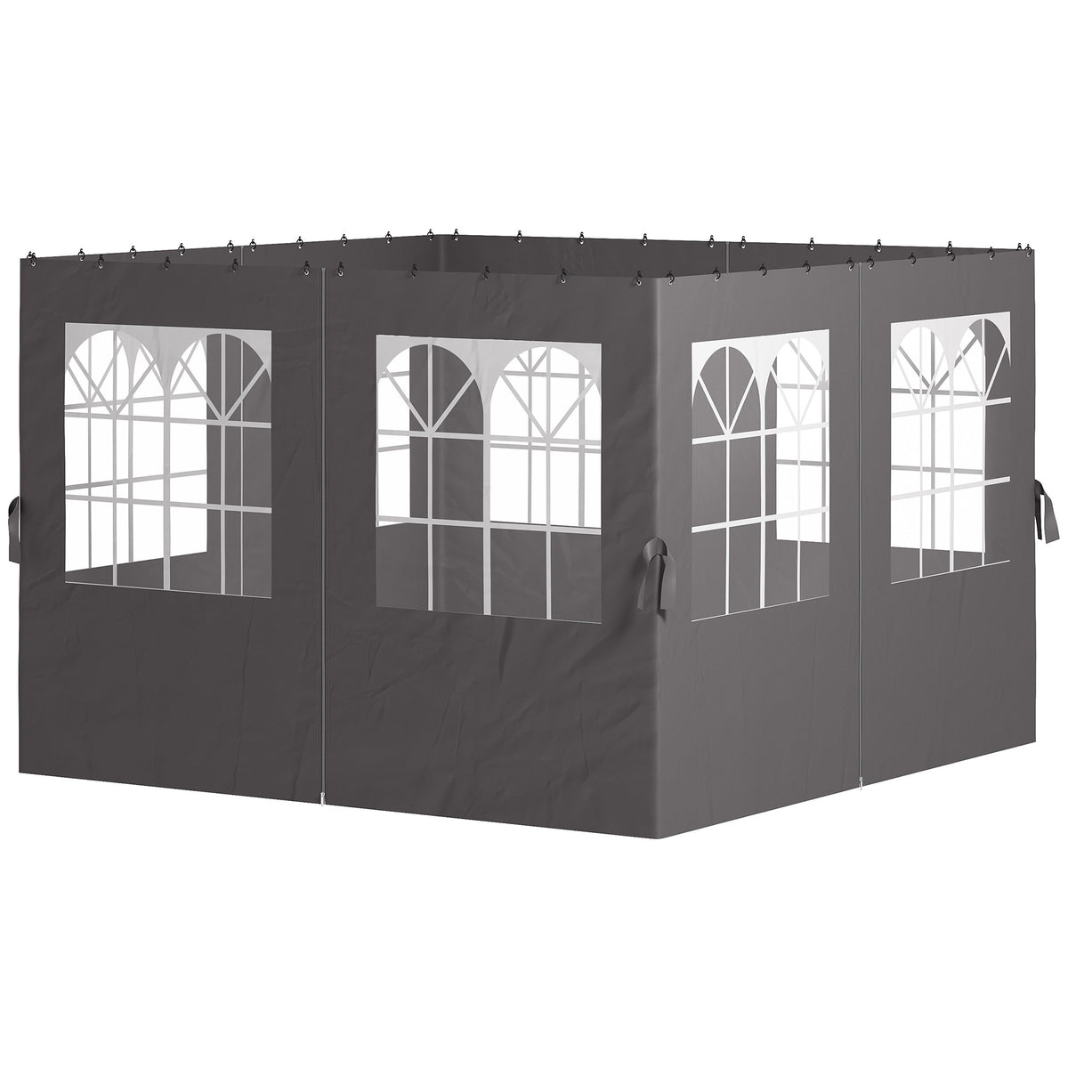 Gazebo Side Panels, 4 Panels with Zippers, 3x3m, Dark Grey