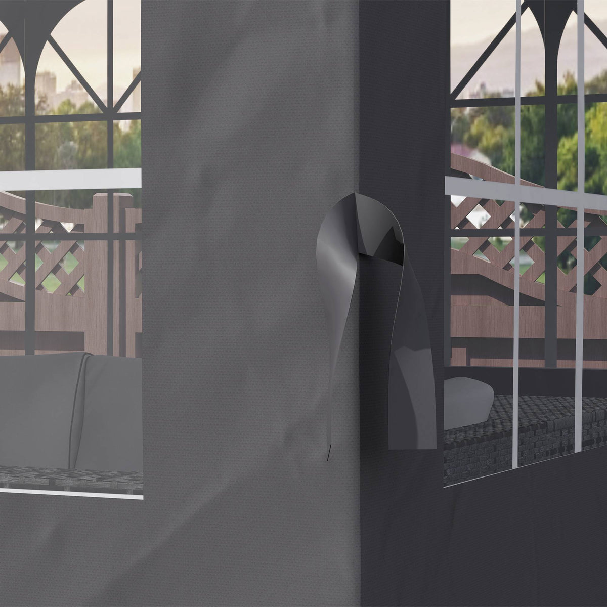 Gazebo Side Panels, 4 Panels with Zippers, 3x3m, Dark Grey