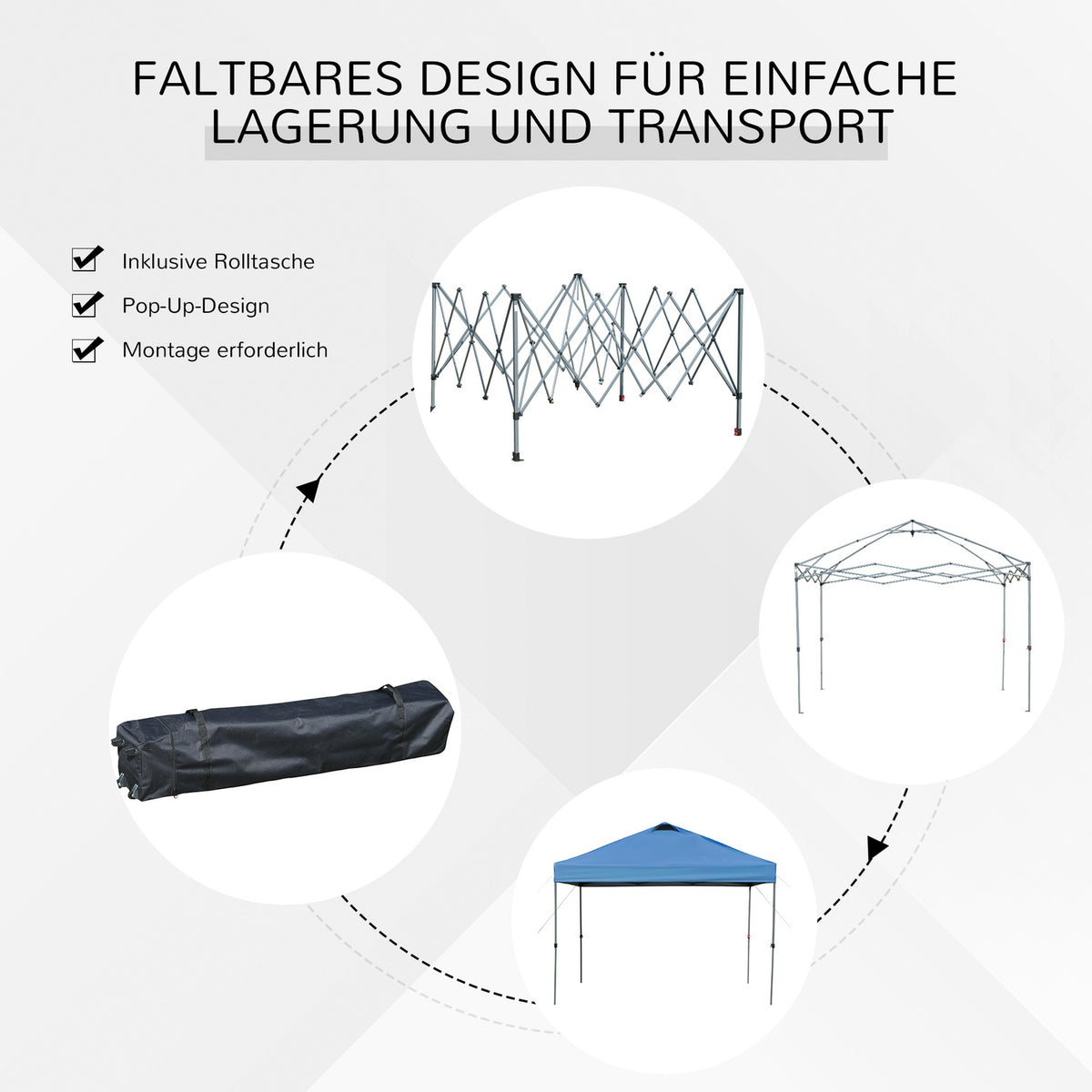 Gazebo approx. 3x3m, waterproof, stable, winterproof, pop-up folding gazebo, UV protection, foldable party tent, garden tent with bag, garden pavilion for camping, garden, blue