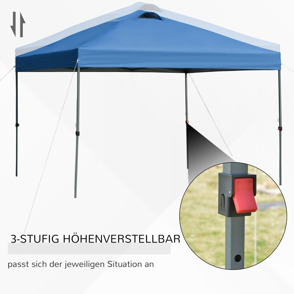 Gazebo approx. 3x3m, waterproof, stable, winterproof, pop-up folding gazebo, UV protection, foldable party tent, garden tent with bag, garden pavilion for camping, garden, blue