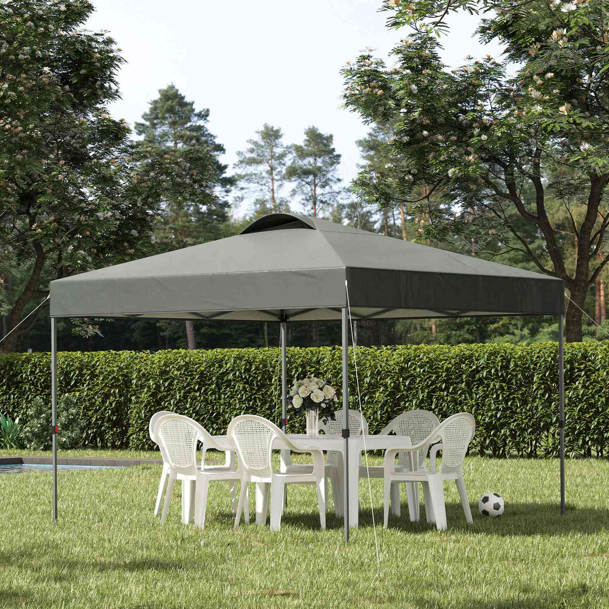 Gazebo approx. 3x3m, waterproof, stable, winterproof, pop-up folding gazebo, UV protection, foldable party tent, garden tent with bag, garden pavilion for camping, garden, dark gray