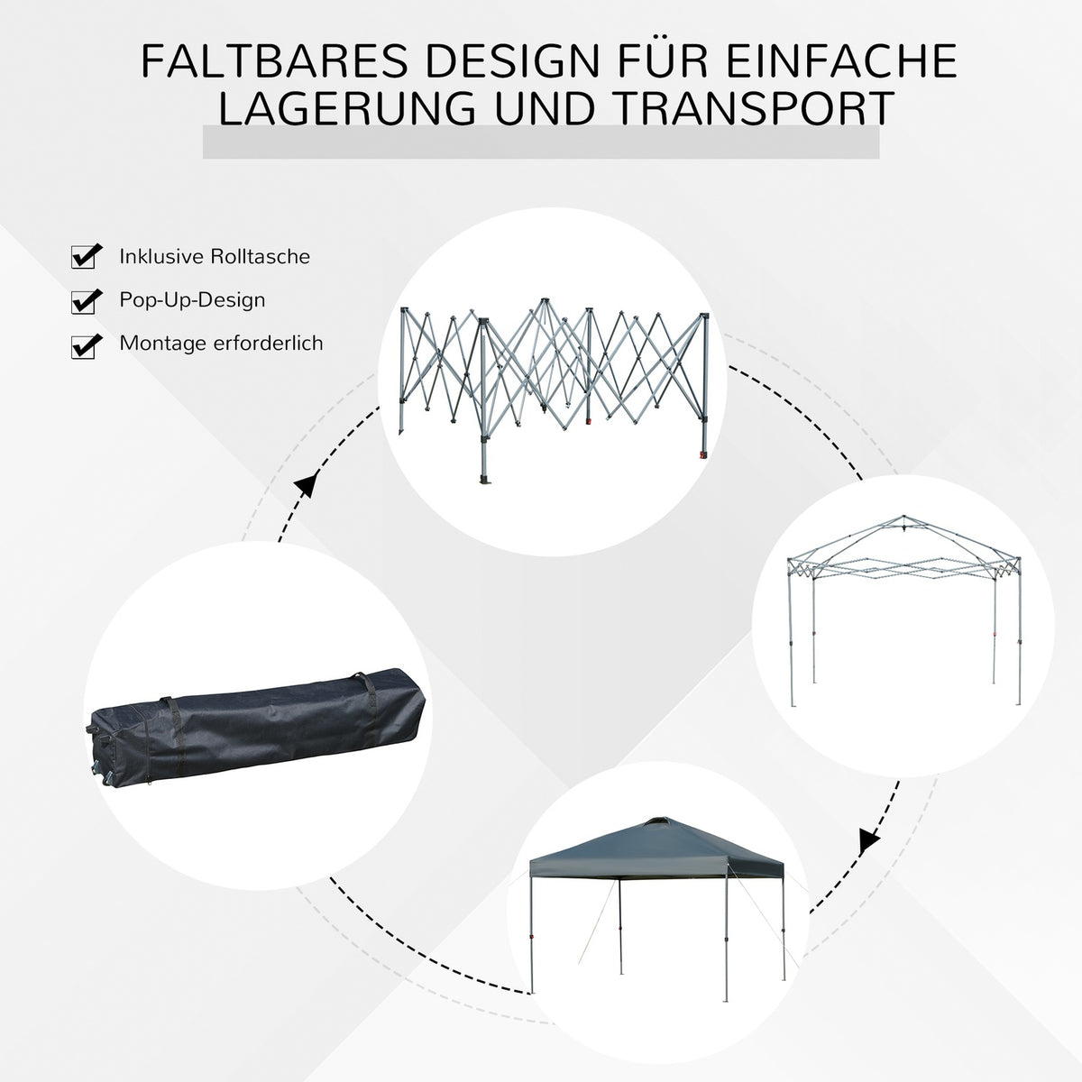 Gazebo approx. 3x3m, waterproof, stable, winterproof, pop-up folding gazebo, UV protection, foldable party tent, garden tent with bag, garden pavilion for camping, garden, dark gray