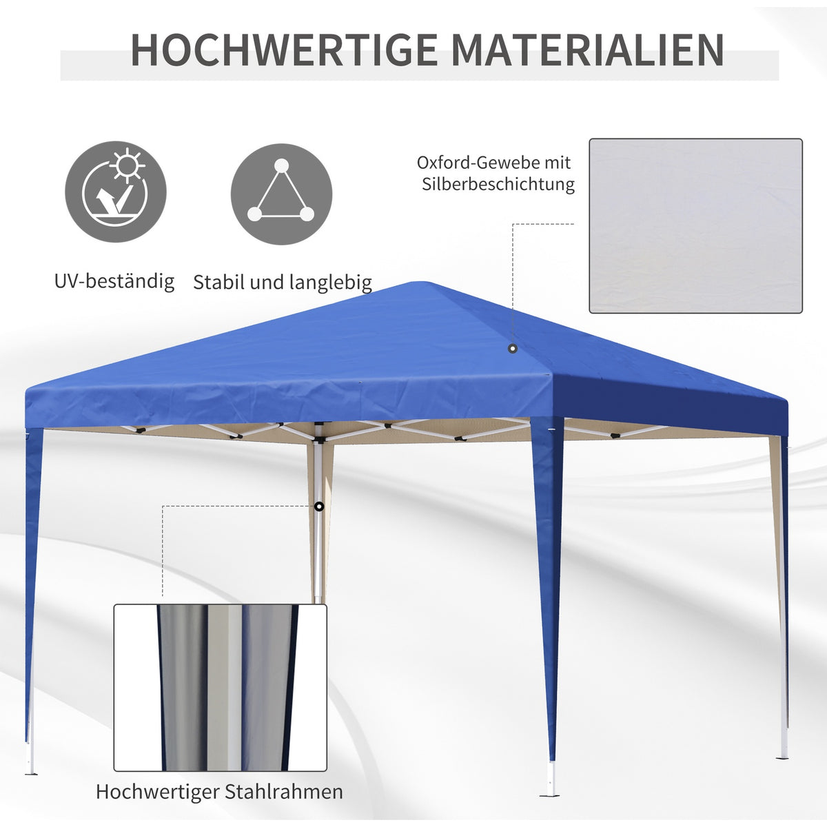 Gazebo approx. 3x3m, water-repellent, stable, winter-proof pop-up folding gazebo, UV protection, foldable party tent, garden tent with bag, garden gazebo for camping, garden, blue