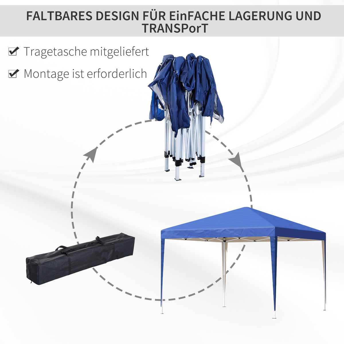 Gazebo approx. 3x3m, water-repellent, stable, winter-proof pop-up folding gazebo, UV protection, foldable party tent, garden tent with bag, garden gazebo for camping, garden, blue