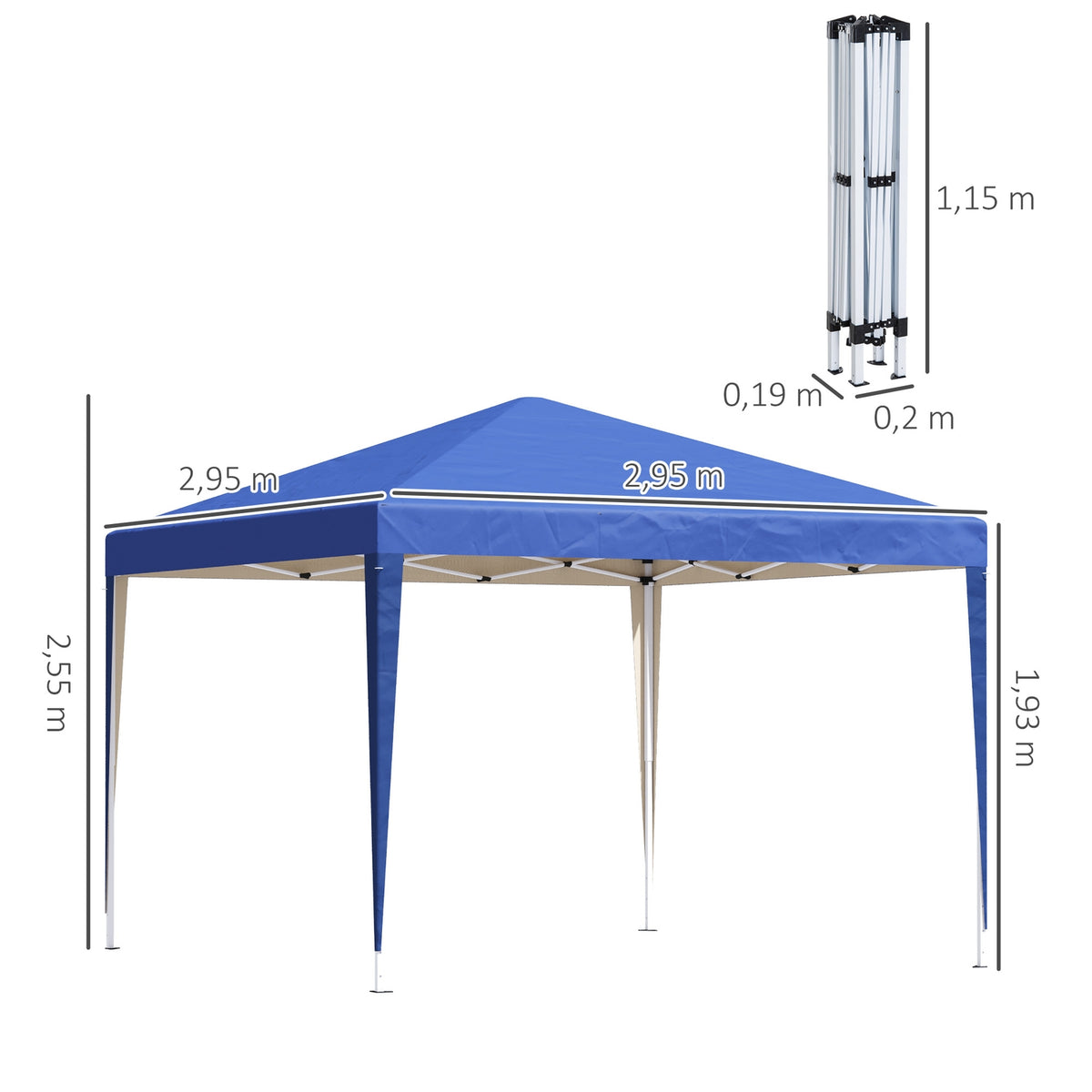 Gazebo approx. 3x3m, water-repellent, stable, winter-proof pop-up folding gazebo, UV protection, foldable party tent, garden tent with bag, garden gazebo for camping, garden, blue