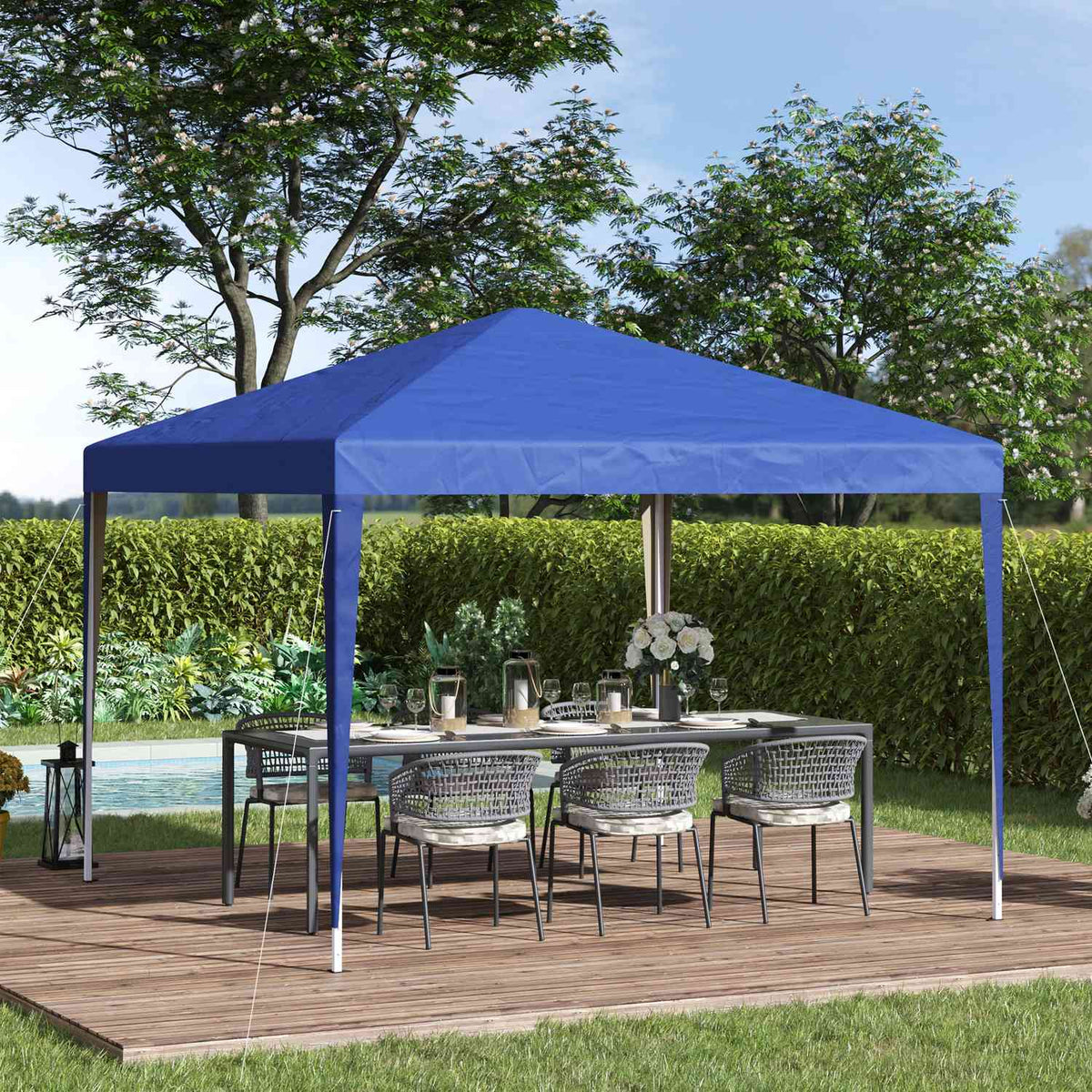 Gazebo approx. 3x3m, water-repellent, stable, winter-proof pop-up folding gazebo, UV protection, foldable party tent, garden tent with bag, garden gazebo for camping, garden, blue