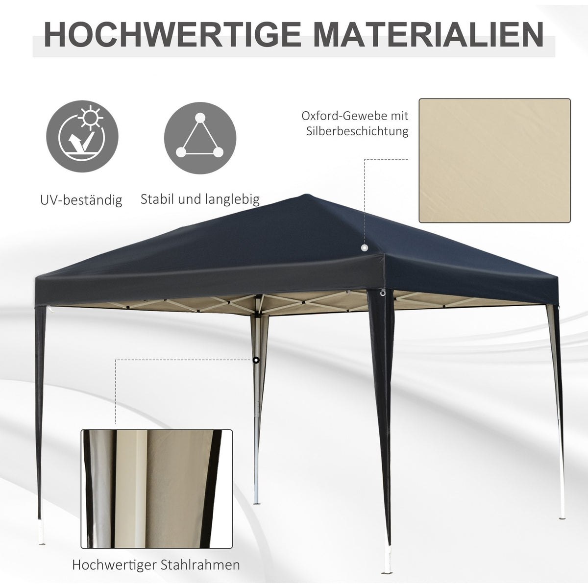 Gazebo approx. 3x3m, water-repellent, stable, winter-proof pop-up folding pavilion, UV protection, foldable party tent, garden tent with bag, garden pavilion for camping, garden, black