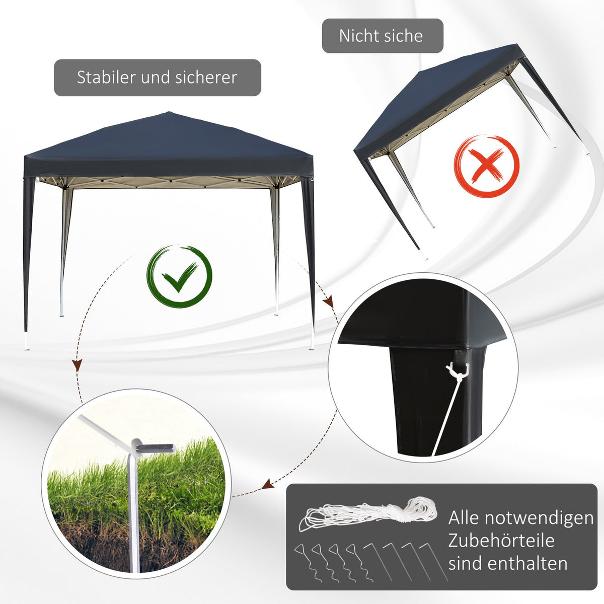 Gazebo approx. 3x3m, water-repellent, stable, winter-proof pop-up folding pavilion, UV protection, foldable party tent, garden tent with bag, garden pavilion for camping, garden, black